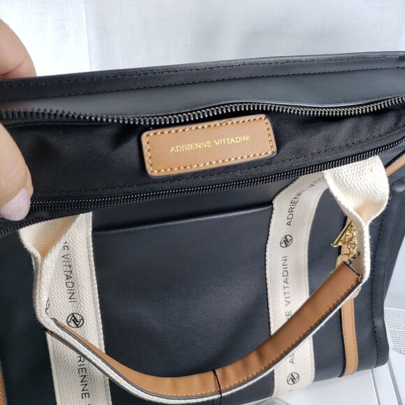 Adrienne Vittadini Montauk Black Tote With AV Charm Top Zip Closure  NWT - Picture 10 of 16
